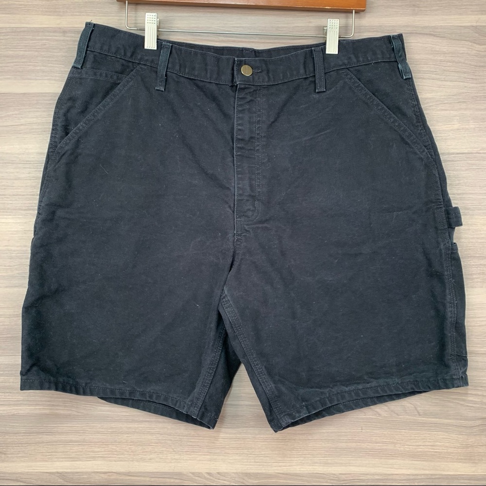 Carhartt Black Denim Carpenter Cargo Jean Shorts Sz 36